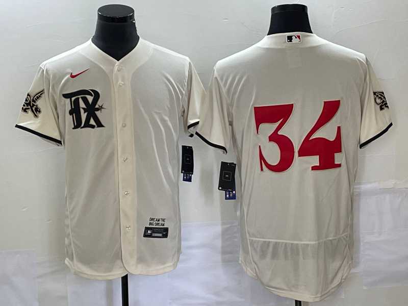 Mens Texas Rangers #34 Nolan Ryan Cream 2023 City Connect Flex Base Stitched Jersey